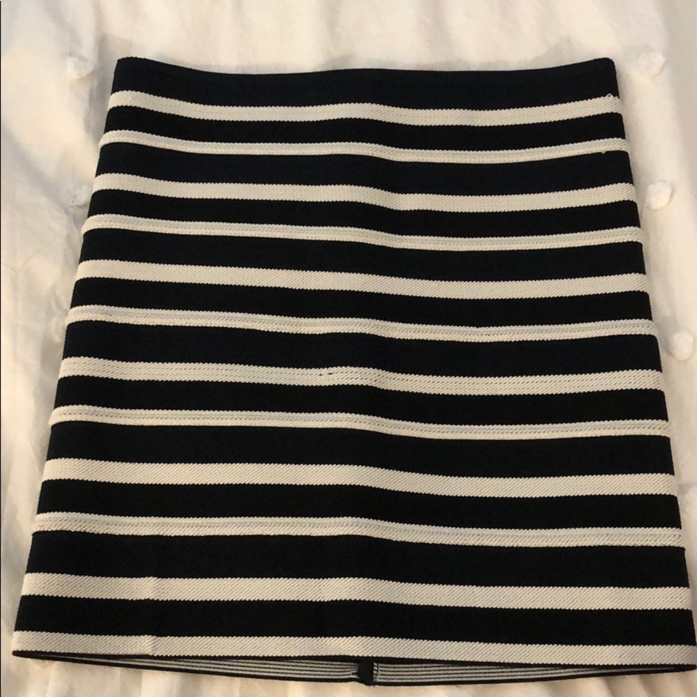 Navy and white striped skirt